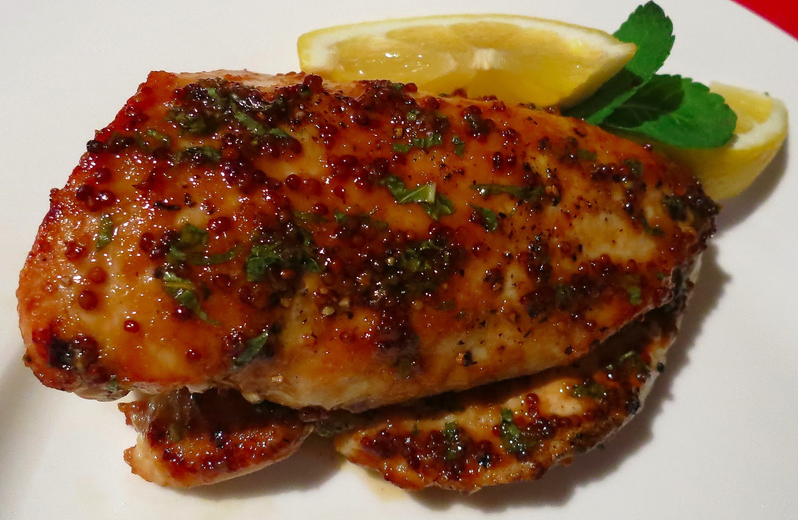 Pomegranate Molasses and Grainy Mustard Glazed Chicken Breasts Abbey
